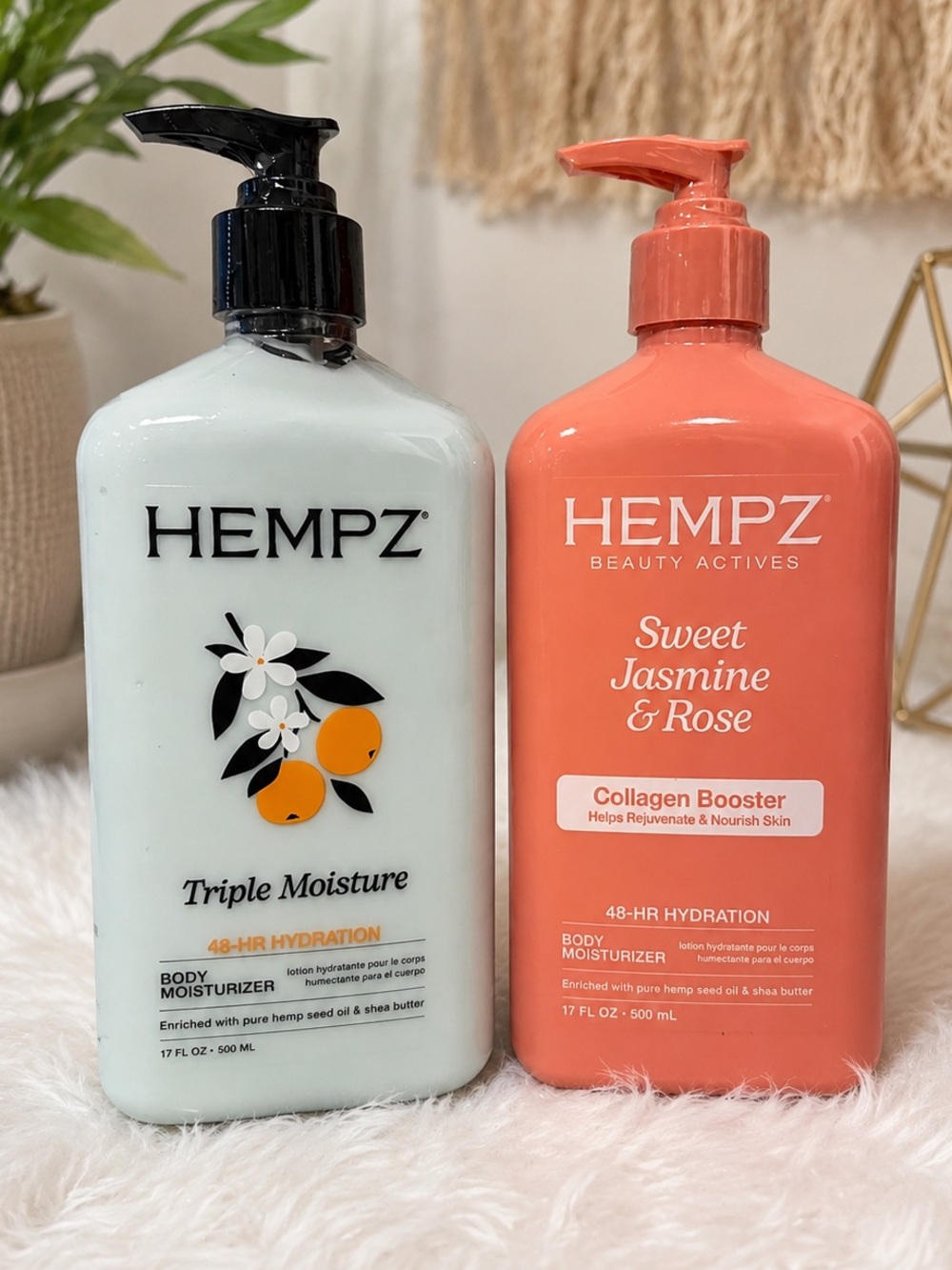 NEW! Hempz Body Lotion Bundle 2x 17oz Triple Moisture & Sweet Jasmine Rose
